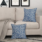 Blue Pillow Covers 22x22 Set of 2 Vintage Floral Rustic Old Style Cute Flower Print Decorative Outdoor Pillowcases Seasonal Farmhouse Throw Cushion Case Decor for Couch Sofa Bed