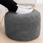 Pouf Ottoman Stuffed High Density Filler Velvet Floor Pouf Round Foot Stool 20 * 12 Inches Ottoman Foot Rest for Living Room, Home Decor (Dark Gray)