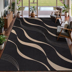 Tangsoo Easy Jute 6x9 Washable Area Rugs for Living Room,Black Non Slip Indoor Outdoor Carpet,Farmhouse Modern Large Throw Mat for Office Balcony Backyard Dining Room Sunroom