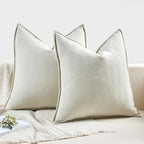 MIULEE Pack of 2 Cream Decorative Pillow Covers 24x24 Inch Soft Chenille Luxurious Couch Throw Pillows Farmhouse Cushion Covers Euro Shams with Elegant Design for Sofa Bedroom Spring Home Decor