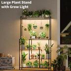 Large Plant Stand Indoor with Grow Light , 72" Tall Metal Plant Shelf, 5 Tiers 12 Pots Holder, Heavy-Duty Rectangle Display Rack for Living Room, Patio, Corner
