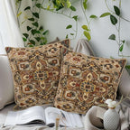KSLIDS Boho Brown Soft Velvet Throw Pillow Covers Set of 2 Vintage Bohemian Rug Carpet Decorative Pillow Covers 18x18 Inch Antique Ethnic Pillow Case for Sofa Couch Living Room Home Decor