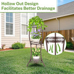 iDavosic.ly 3 Tier Tall Metal Plant Stand Indoor Outdoor, Wrought Iron Corner Flower Pot Holder Shelf, 34 Inch Vertical Display Rack for Patio Porch Living Room Garden, Bronze