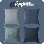 Topfinel Navy Blue Euro Shams Decorative Throw Pillow Covers 26x26 Inch Set of 4,Soft Corduroy Striped Gradient Color Large Cushion Cover for Beach,Patio,Balcony,Living Room,Summer Home Decor