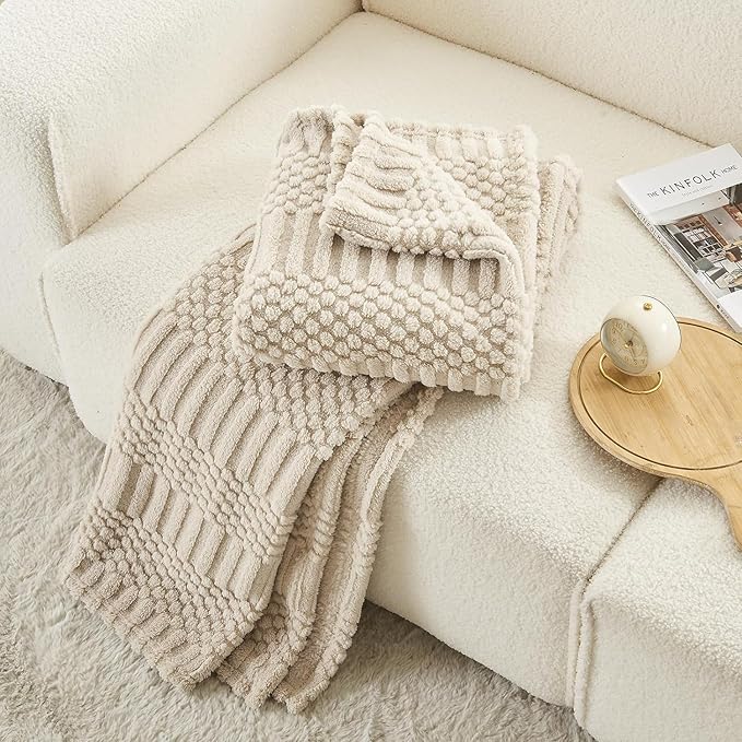 lifein Throw Blanket for Couch-Beige Boho Throw Blanket, Tan Soft Fleece Plush Lightweight Blankets&Throws for Spring, Fuzzy Camel Blankets for Livingroom Bed Sofa Chair (60x80,Taupe/Khaki)