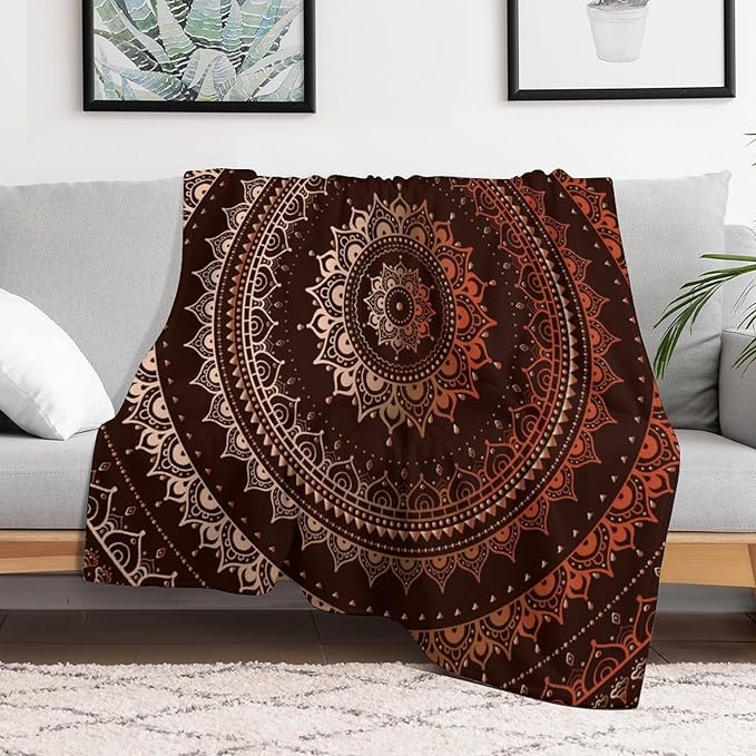 Mandala Throw Blanket Enclosing Magic Circle Egyptian Folkloric Culture Pattern Blanket for Sofa Bed Couch Chair Or Dorm 30"x40"