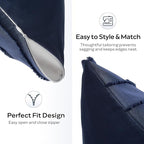 JELLYMONI 2 Pack Navy Blue Pillowcases 18" x18", Soft Microfiber Striped Tufted Pillow Covers(Pillows are not Included)