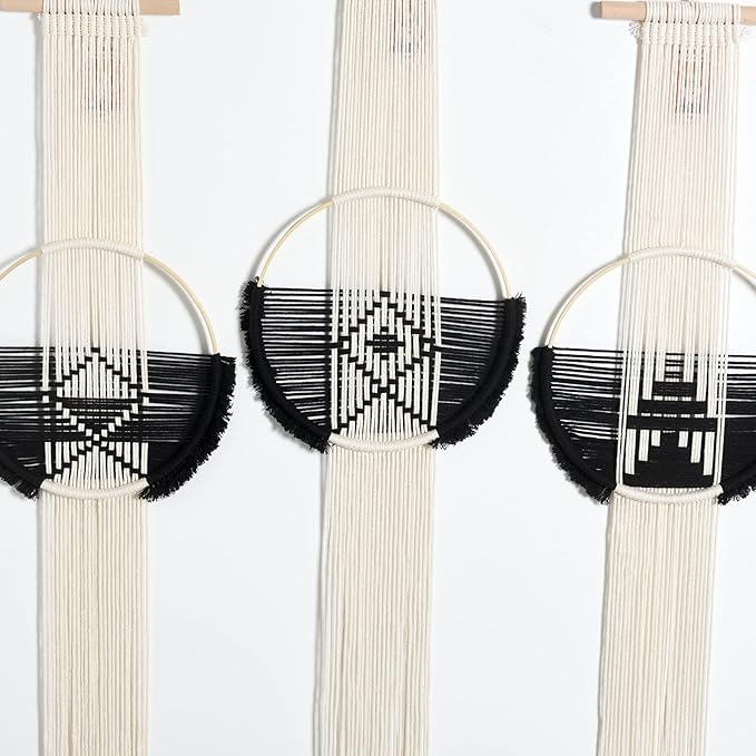 Flber Macrame Wall Hanging 3Pcs Macrame Wall Decor Macrame Wall Art Round Wall Art Handmade Boho Wall