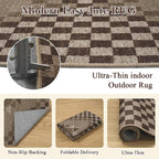 LIVEBOX Easy Jute 2x8 Runner Rug, Non Slip Washable Rug Runners for Hallways, Brown Checkered Long Runner Rugs for Kitchen, Farmhouse Machine Washable Runner Rugs for Laundry Room Bedroom