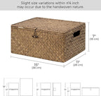 StorageWorks Wicker Baskets with Lid for Organizing, Seagrass Storage Baskets for Shelves, Decorative Box with Built-in Handles, Brown, Large, 1 Pack
