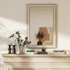 Wooden Rectangle Mirrors, 36x24 Inch Farmhouse Rectangular Mirrors with Beaded Boho Decorative Wall Mirror for Bathroom, Living Room, Entryway, Foyer (Horizontal/Vertical Mount)