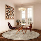 4x4 Round Bedroom Rug Washable: Living Room Rug Stain Resistant Non Slip Low Pile Small Area Rugs for Bedroom Kitchen Entryway Living Room Bedside Office Dorm Kids Room Entrance