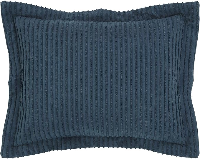 Better Trends Jullian Collection is Super Soft and Light Weight in Bold Stripes Design 100% Cotton Tufted Unique Luxurious Machine Washable Tumble Dry, Standard Sham, Teal
