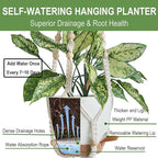Set of 3 Hanging Planters for Indoor Plants with 10"/8"/7" Self-Watering Hanging Pots, Hanging Plant Pots with Drainage, 3 Different Size Macrame Plant Hangers with Hooks White Large