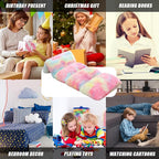 Mengersi Velvet Floor Pillows,Faux Fur Tie Dye Pillow Bed Floor Lounger Cover,Sleeping Mat for Girls Teen Toddler,Pillow Lounger for Reading Playing Games Party,Requires 5 Pillows(Queen,Pink)