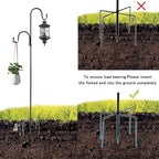 MIPON 78 Inch Double Shepherds Hooks for Outdoor Bird Feeder,Hanging Plants,Solar Light,Adjustable 78/62/46/30 Inch,3/4 Inch Width Garden Shepards Hook