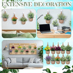 10 Pack Macrame Wall Plant Hanger with Artificial Pot Flower - Boho Wall Hanging Planter for Indoor Plant Cotton Rope Holder with Mini Fake Pot Flower for Home Wedding Decor Gift(Jute)