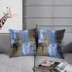 Emvency Set of 2 Blue Brown Painting Throw Pillow Covers Beige Office Contemporary Abstract Modern Design Retro Decorative Pillow Case Home Decor Standard Square 18x18 Inch Cushion Pillowcase