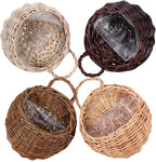 Yardwe Woven Rattan Flower Basket Hanging Planter 3.1X3.1X9 Inches Wicker Wall Basket for Indoor Outdoor Garden Decor and Plant Display