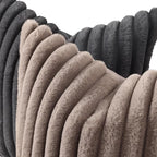 decorUhome Cozy Faux Fur Throw Pillow Covers 12x20 Set of 2 Decorative Soft Plush Striped Lumbar Modern Farmhouse Boho Couch Pillow Cases with Velvet Back for Sofa Bed Living Room, Dark Grey