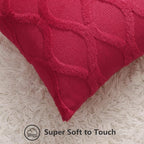 decorUhome Spring Throw Pillow Covers 20x20 Inch Set of 2, Soft Plush Faux Fur Wool Red Accent Couch Pillow Covers for Modern Farmhouse Bed Sofa Living Room
