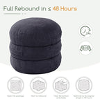 HIGOGOGO Pouf Ottoman Stuffed Round Modern Foam Filled Foot Rest Poufs 20 X 18 Inches Modular Ottomans Separated Into Floor Cushions for Living Room Chair Decorative Stool, Dark Grey