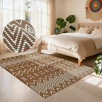 Boho Rugs for Living Room,3x5 ft Braided Rug,Washable Faux Jute Rug for Bedroom,Cotton Soft Entryway Rugs,Floor Carpet with Rubber Backed,Non Slip,Brown/White