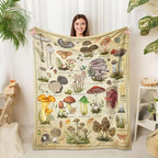 Mushroom Throw Blanket, Retro Soft Cozy and Warm Couch Blankets Gift for Mushroom Lover, Decorative Blankets for Sofa Couch Bed, Beige White 50×60 inches