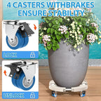 VANCASTLE Plant Caddy with Lockable Wheels Heavy Duty 450lbs Capacity, 15-22 Inch Adjustable Plant Stand with Wheels Rolling base, Plant Dolly for Flower Pot Mover Indoor Outdoor, Beige, 2 Pack