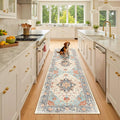 Area Rugs 2'6''x8' Runner Rug Non Slip Washable for Kitchen Hallway Bedroom Beside Laundry Room Bathroom Rug, Floor Carpet, Beige Navy Blue Orange Colorful