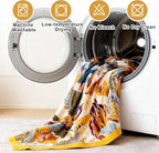 Boho Throw Blanket for Bed 90"x90", 100% Soft Cotton Bohemian Blankets with Rustic Floral Printed Decor, Spring Throw Blanket for Couch Cozy Breathable King Size All Season