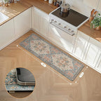 GENIMO Kitchen Mats for Floor, Washable Anti Fatigue Mat for Cushioned, 17.3"x59", Waterproof Kitchen Rugs, Non Slip Foam Comfort Standing Mat Rug for Home, Runner, Sink, Laundry, Blue&Salmon