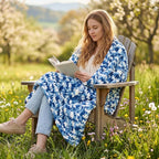 Amélie Home Chunky Knit Throw Blanket for Couch, Soft Chenille Crochet Blanket for Sofa, 50"x60", Space-Dyed Blue