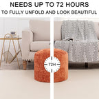 Round Boucle Pouf Ottoman Modern Foam Filled Foot Rest Multifunctional Foot Rest Coffee Table Floor Pouf Seat for Living Room Bedroom Orange