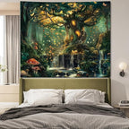 Apdidl Extra Large Forest Wall Tapestry for Bedroom, Nature Green Tree of Life Tapestries Wall Hanging, Fairy Tales Magical Landscape Backdrop Tapestry for Living Room Dorm Decor (71"X90")