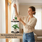Shinehola 2 Pack Hanging Planters for Indoor Outdoor Plants 9", Plant Hanger Indoor | Metal Hanging Plant Holder, 2-Tier Hanging Plant Shelf, Hanging Basket, No Plant/Pot Included (2 Packs)