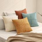 MIULEE Boho Farmhouse Decorative Throw Pillow Covers 20x20 Inch 4 Packs Soft Vintage Pillow Cases Modern Corduroy Patchwork Cushion Covers for Couch Sofa Bed Home Decor, Teal-Rust