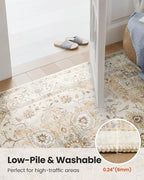 AMADA HOMEFURNISHING Round 6ft Area Rugs, Low-Profile Washable Rug with Non-Slip Backing & Durable Edge Binding, Vintage Rugs for Living Room, Bedroom, Dinning Room