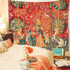 FEASRT European Royal Tapestry Medieval Maiden and Unicorn Tapestry Wall Hanging for Bedroom Living Room Dorm Decor Wall Hanging Tapestries 80x60 inch