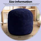Sqodok Round Stuffed Pouf Ottoman for Foot Stools, 20"x 15" Corduroy Poufs Ottoman with Shredded Foam Filling, Washable Floor Poufs Foot Rest for Living Room Bedroom Home Decor and Office Chair