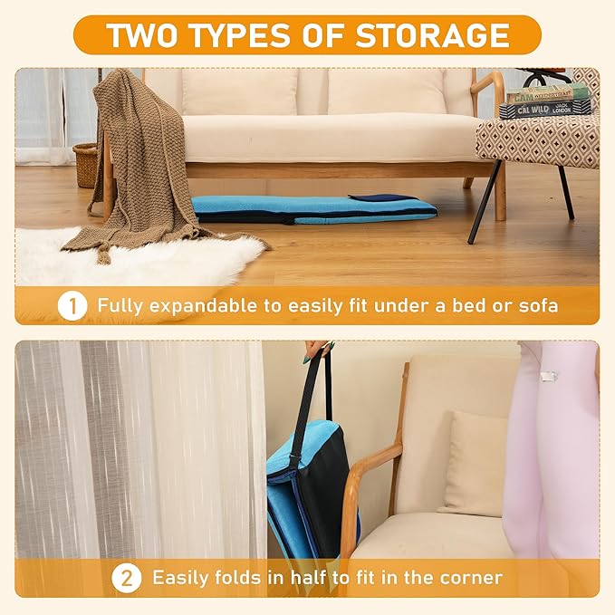 Floor Chair with Back Support 14-Position Adjustable Floor Chair Portable Ground Seating for Adults Foldable Meditation Seat with Japanese KOYO Bearings & Washable Linen Cover (Bright Blue)
