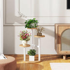 IBUYKE 4 Tier Plant Stand Indoor, Metal Wood Plant Shelf for Multiple Plants, Small Tiered Corner Flower Pot Stand for Living Room Patio Balcony Garden, White TMJ073R