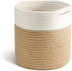 TIMEYARD Jute Rope Plant Basket Small Woven Storage Baskets for Up to 7" Planter, 8" x 8" Decorative Plant Pot Cover Woven Planter Basket Laundry Baskets with Handles Modern Home Décor