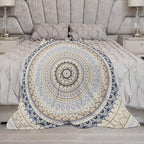 Mandala Throw Blanket Retro Eastern Backdrop Swirled Cosmic Lotus Yoga Boho Artwork Blanket for Sofa Bed Couch Chair Or Dorm 70"x80"