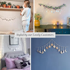 BASE ROOTS Moon Phase Wall Decor, Silver Wall Decor for Bedroom & Living Room, Bohemian Wall Decor, Handmade Hammered Metal 36" 13 Phases Moon Wall Decor, Celestial Wall Art, Gift for Women & Kids