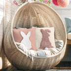 Tufting Easter Pillow Covers 18" x 18" Set of 2 Bunny Pillow Covers 3D Tufted Bunny Rabbit Throw Pillowcase Easter Decorative for Bedroom Sofa Home Decor(Beige, Light Pink)