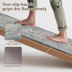 Arttown Kitchen Mats for Floor 2Pcs-Anti Fatigue Non Slip Mats for Kitchen Floor, Cushioned Waterproof & Stain-Resistant Boho Stripe Mat Set, Laundry Room, Office, Sink, Desk (Light Blue)