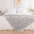 NEXHOME PRO Leopard Soft Blanket Twin Size, Fuzzy Throw Blanket for Couch Bed Sofa Picnic, Knit Blankets for Women Gifts Grey 60 x 80 inches