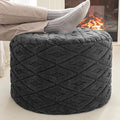 Round Pouf Ottoman 20 x 20 x 14 Inches Boho Poof Home Decor Floor Pouffe Ottoman Foot Rest for Couch Sofa Bean Bag Chairs Living Room Bedroom (Dark Gray)