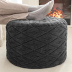 Round Pouf Ottoman 20 x 20 x 14 Inches Boho Poof Home Decor Floor Pouffe Ottoman Foot Rest for Couch Sofa Bean Bag Chairs Living Room Bedroom (Dark Gray)